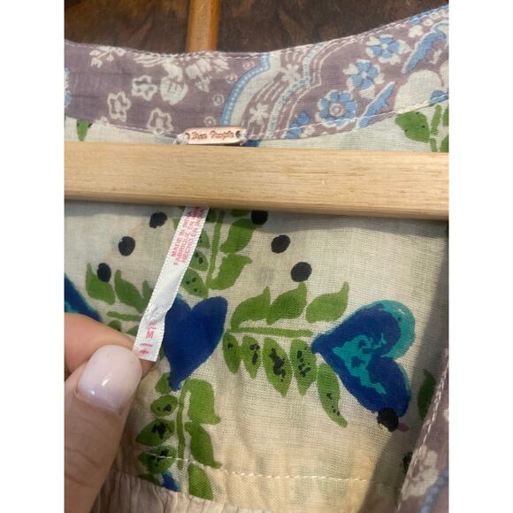 FREE PEOPLE Agnes Dress Floral Print Mini FEMININE BOHO COTTAGE Size Medium M - Picture 4 of 8